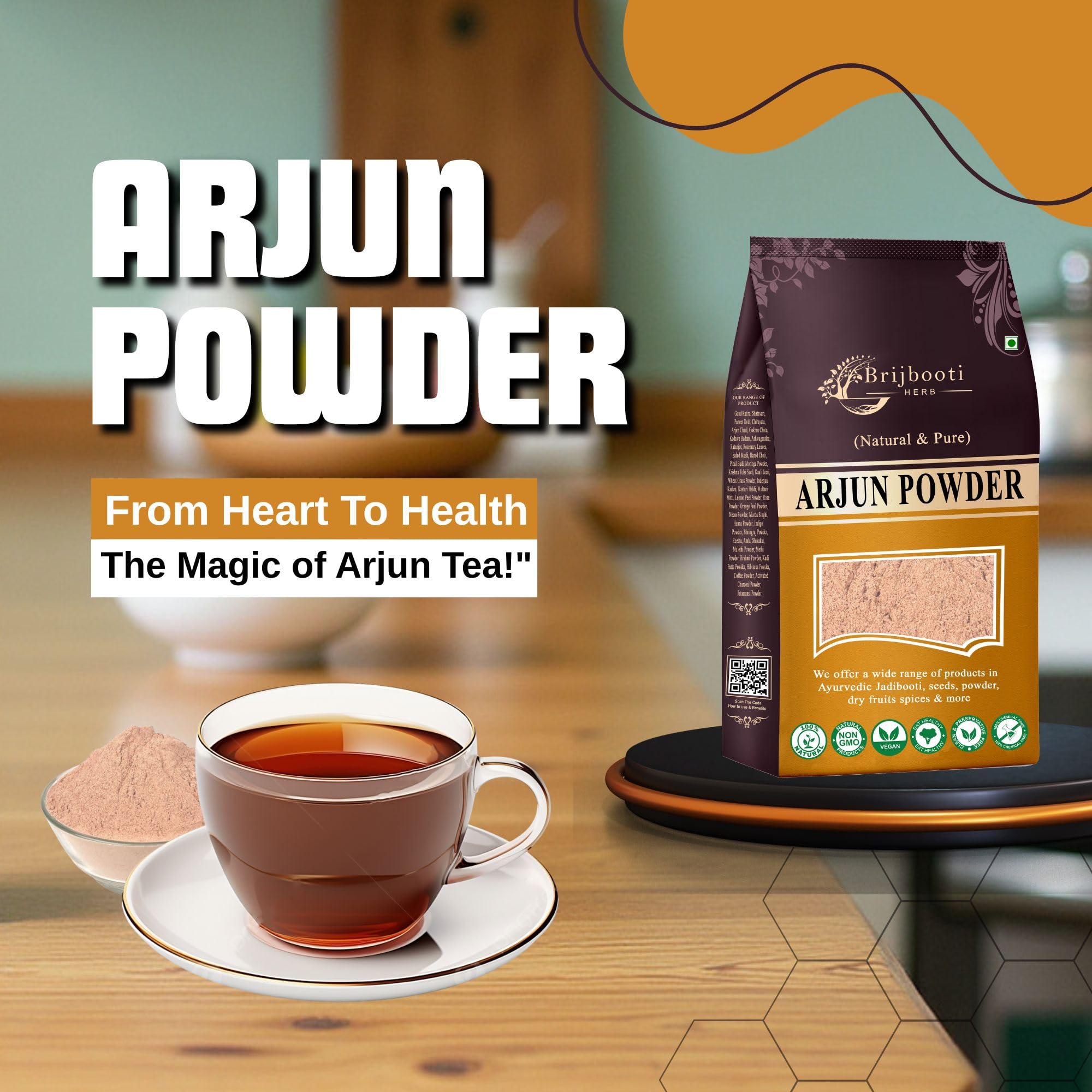 BrijBooti Arjun ki Chaal Powder (800 Gr) | Terminalia Arjuna Arjun Chaal Powder Natural Double Filtered 100% Arjuna Bark Fine | FSSAI, GMP, ISO Certified — Amazon image 4