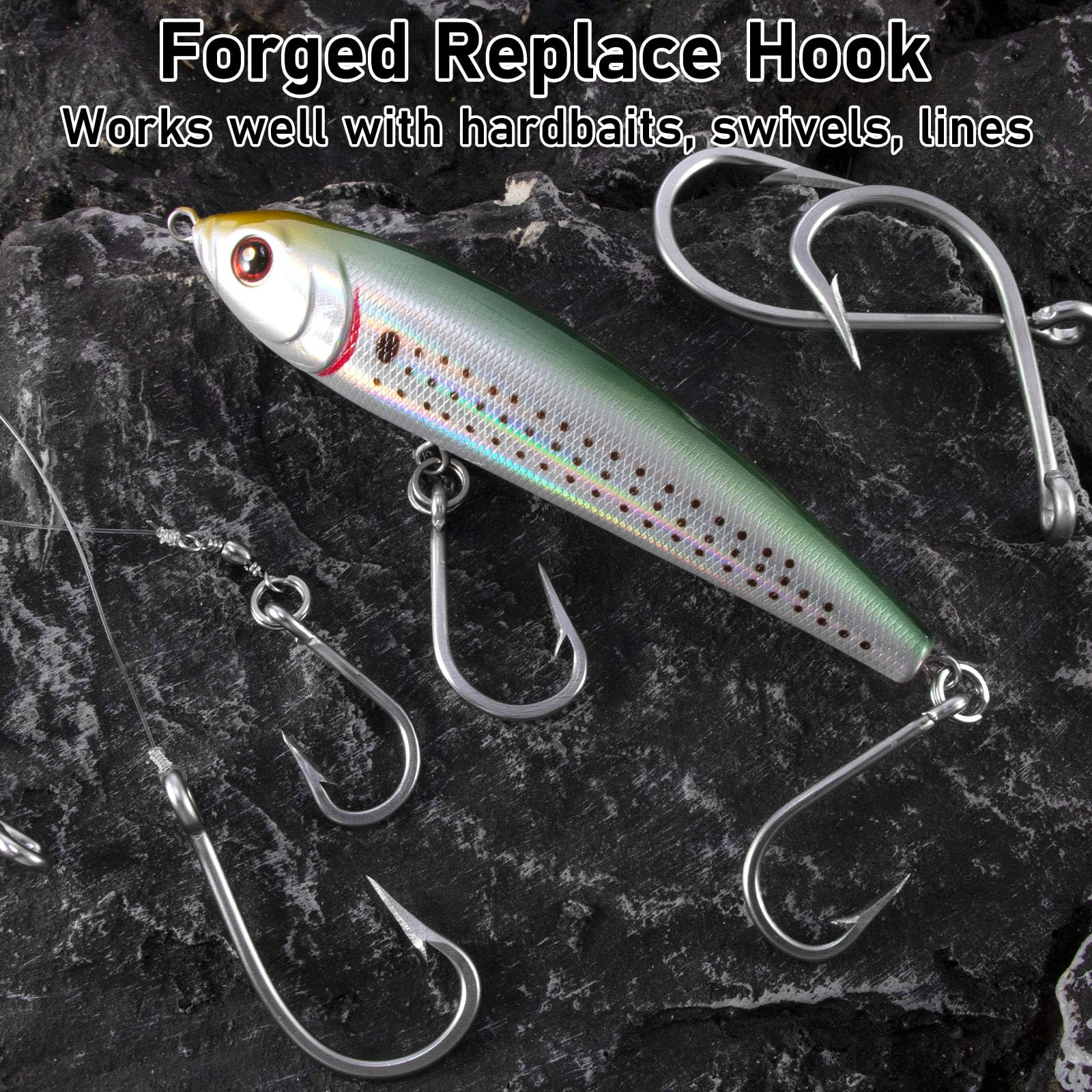 Dr.Fish Confezione da 20 ami da pesca per tonno in acqua salata Big Game Shark Tarpon Ganci Live Bait Circle Hook in acciaio inossidabile forgiato 7691S Amo da pesca gigante non offset