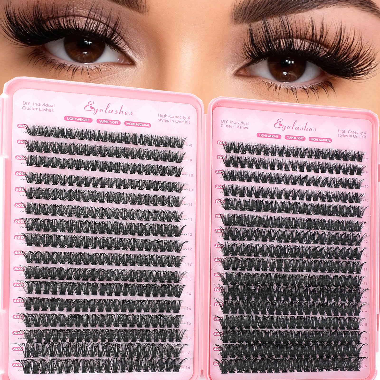 Manga Lash Clusters 640 Pcs Eyelash Clusters Individual Lash Extension Kit D Curl Fluffy Wispy False Eyelashes Extensions