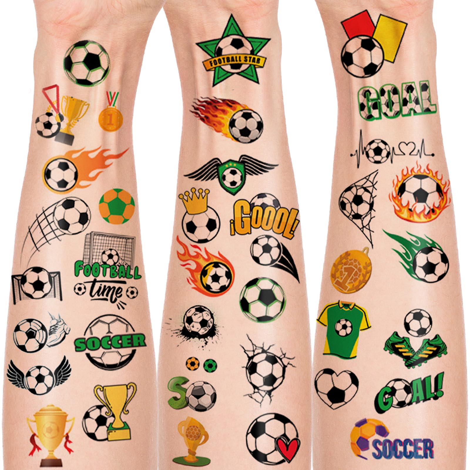 Photo 1 of 100pcs+ Soccer Tattoos Temporary Glitter Precut Soccer Stickers