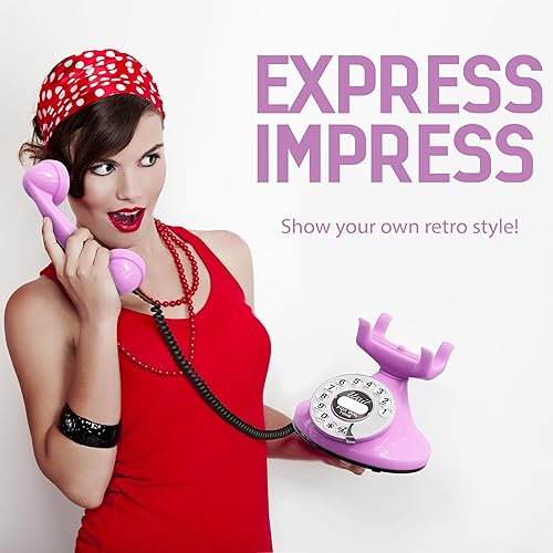 Miniatura 2 de Cable FunkyFon de Opis Un Teléfono Fijo Vintage, El Teléfono Retro Verde para el Hogar y Teléfonos Antiguos en Rosa