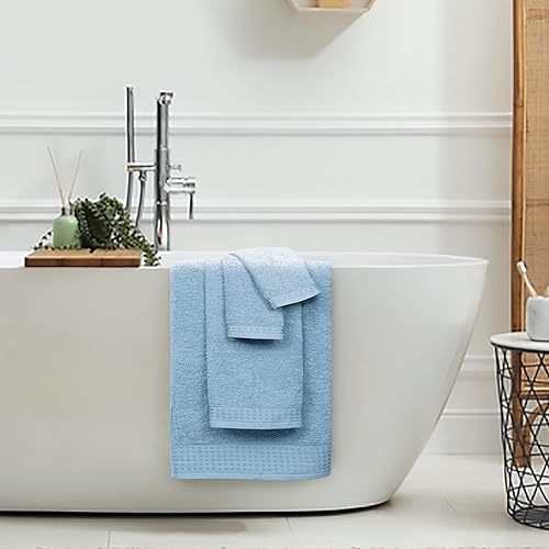 Vista 410 de GLAMBURG Juego de 6 toallas de 100% algodón ultra suave, contiene 2 toallas de baño de 28 x 55 pulgadas, 2 toallas de mano de 16 x 24 pulgadas y 2