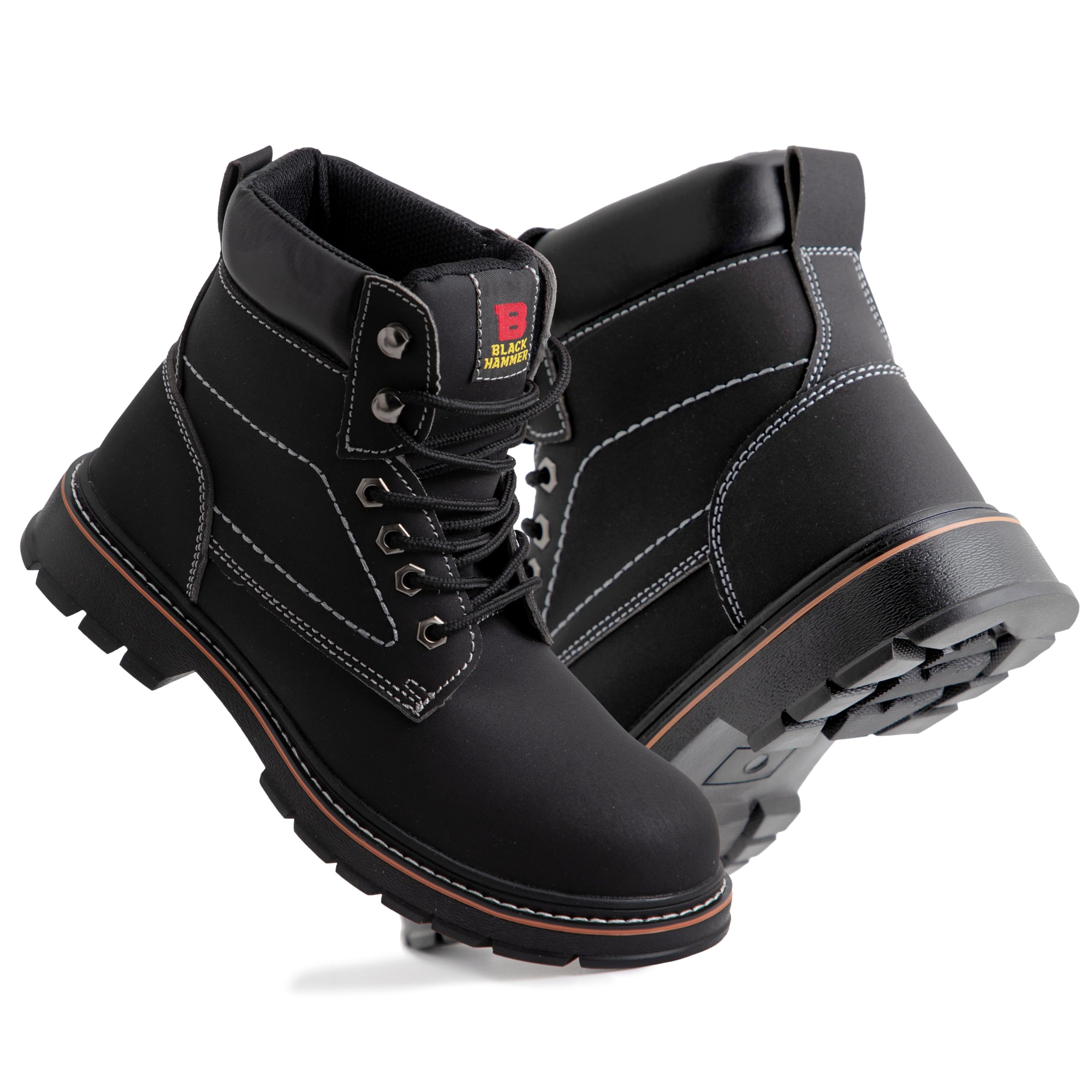 BLACK HAMMER Botas de trabajo de seguridad para hombre puntera y entresuela de acero, resistentes al agua, perfectas para almacenes y trabajos cotidianos, con suela de goma 2600 S3 SRC