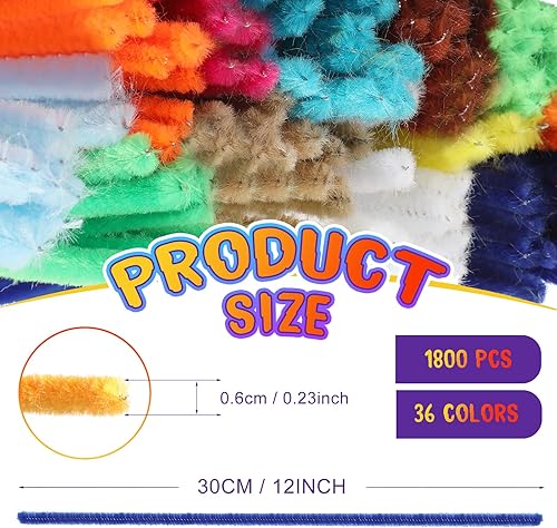 Miniatura 2 de 1800 limpiapipas de 0.236 in por 12 pulgadas, tallos de felpilla limpiadores de tuberías, suministros de arte, suministros de arte para niños y