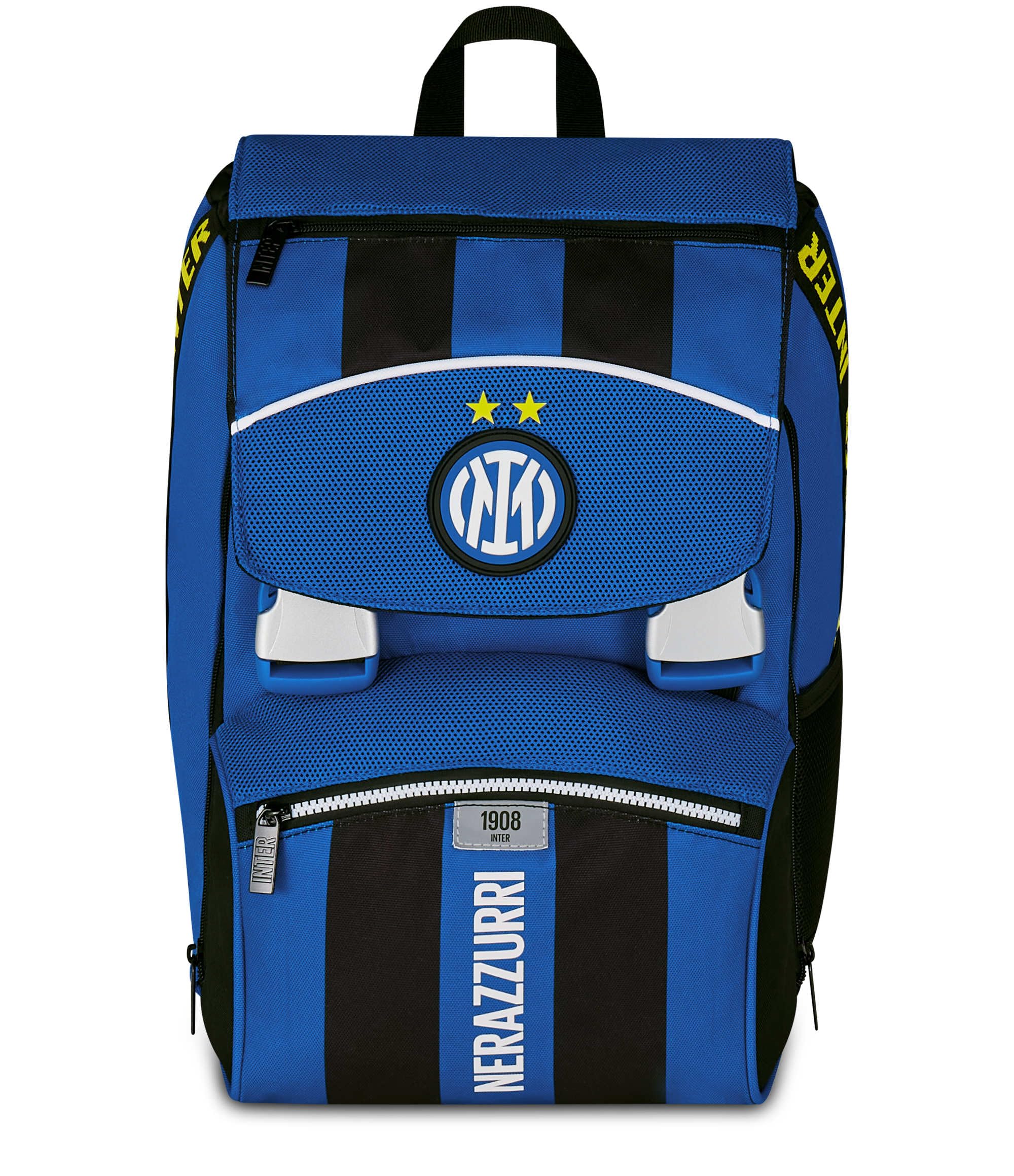 Seven Inter Zaino Calcio Doppio Scomparto Estensibile, Blu, Maxi Capienza, Schienale Preformato, Bambino, Elementare