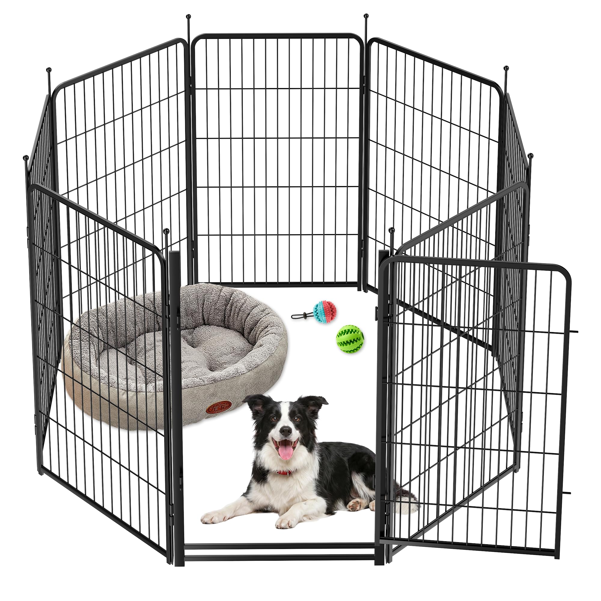 8 Panels Dog Pen, High 100cm Dog Play Pen Indoor/Outdoor (60 x 100 cm)