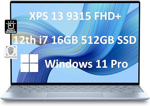 Dell XPS 13 9315 - Laptop empresarial delgada y ligera (13.4 pulgadas FHD+, Intel 10-Core i7-1250U, 16 GB LPDDR5 RAM, 512 GB SSD), batería de larga