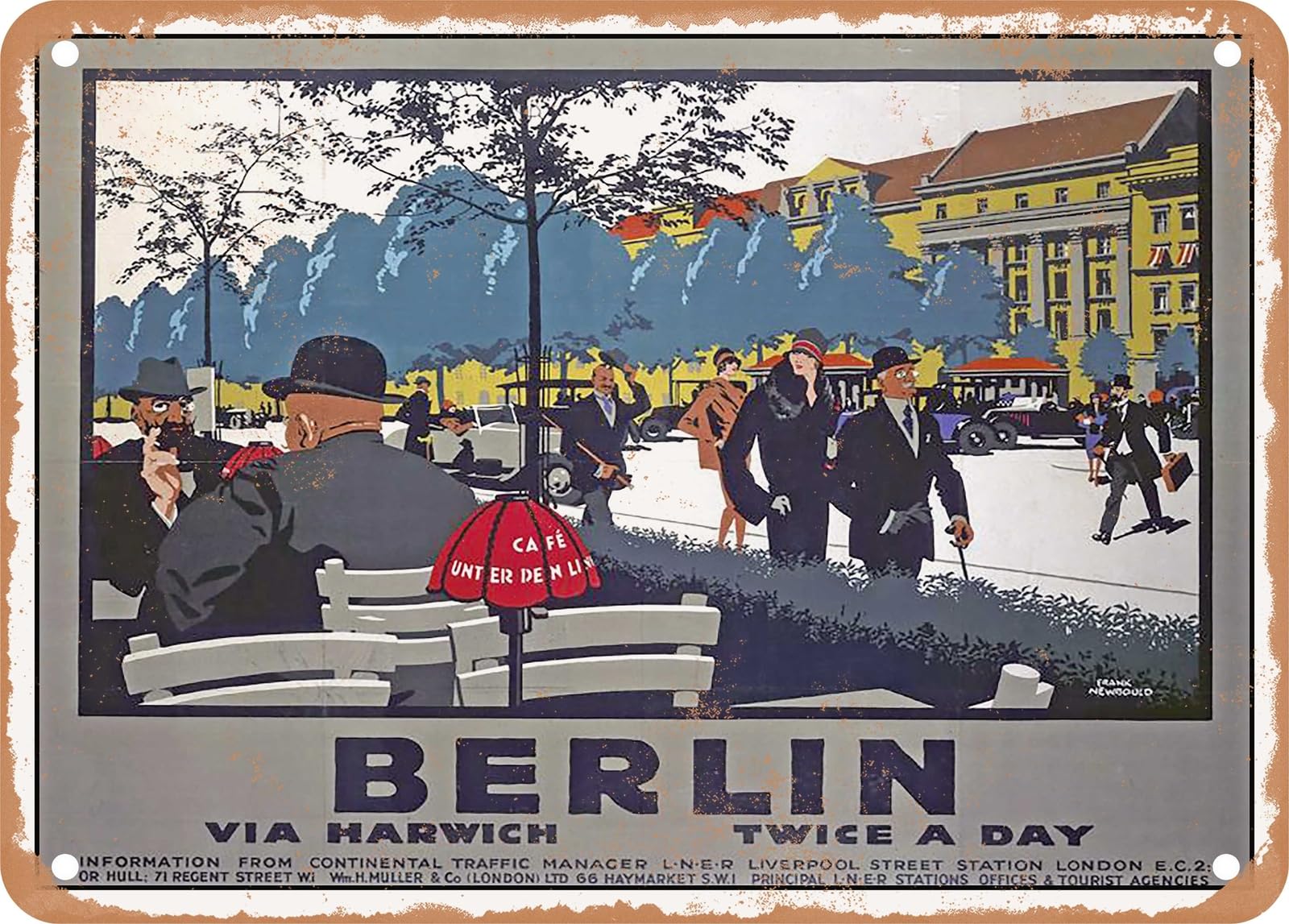 Miaomansenstore Metal Sign - 1925 Berlin Via Harwich Twice A Day Lner Vintage Ad Home Decor