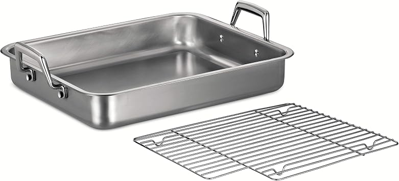Tramontina 15-Inch Stainless Steel Roasting Pan with Rack | Turkey Roaster for Oven, Dishwasher Safe, Made in Brazil