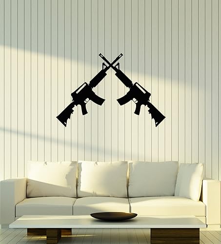 Vinilo adhesivo para pared, dos rifles de asalto, armas, arte militar, decoración de habitación, pegatinas mural grande decoración (ig5459)