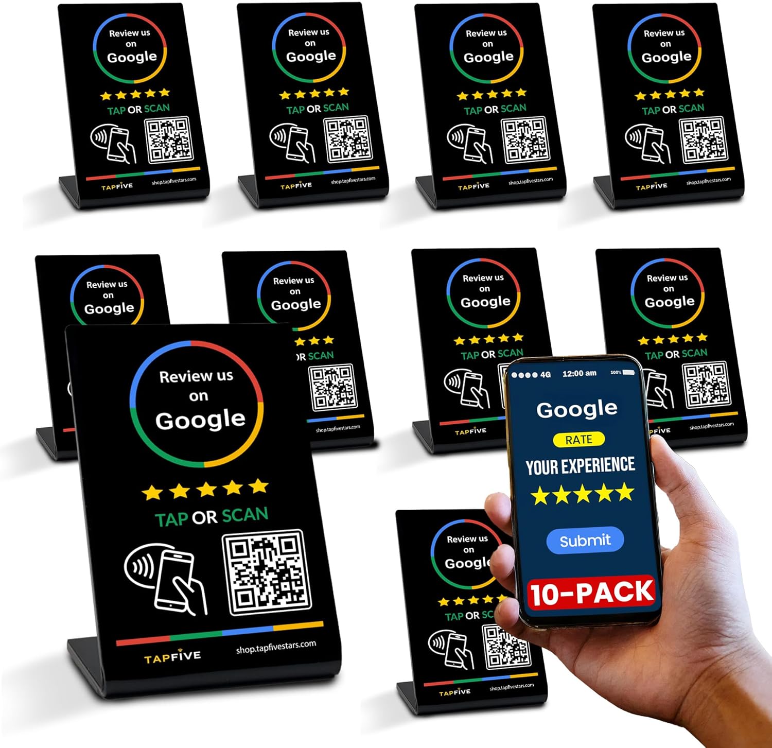 TapFive Google Review Stand (10-pack) for Google Reviews