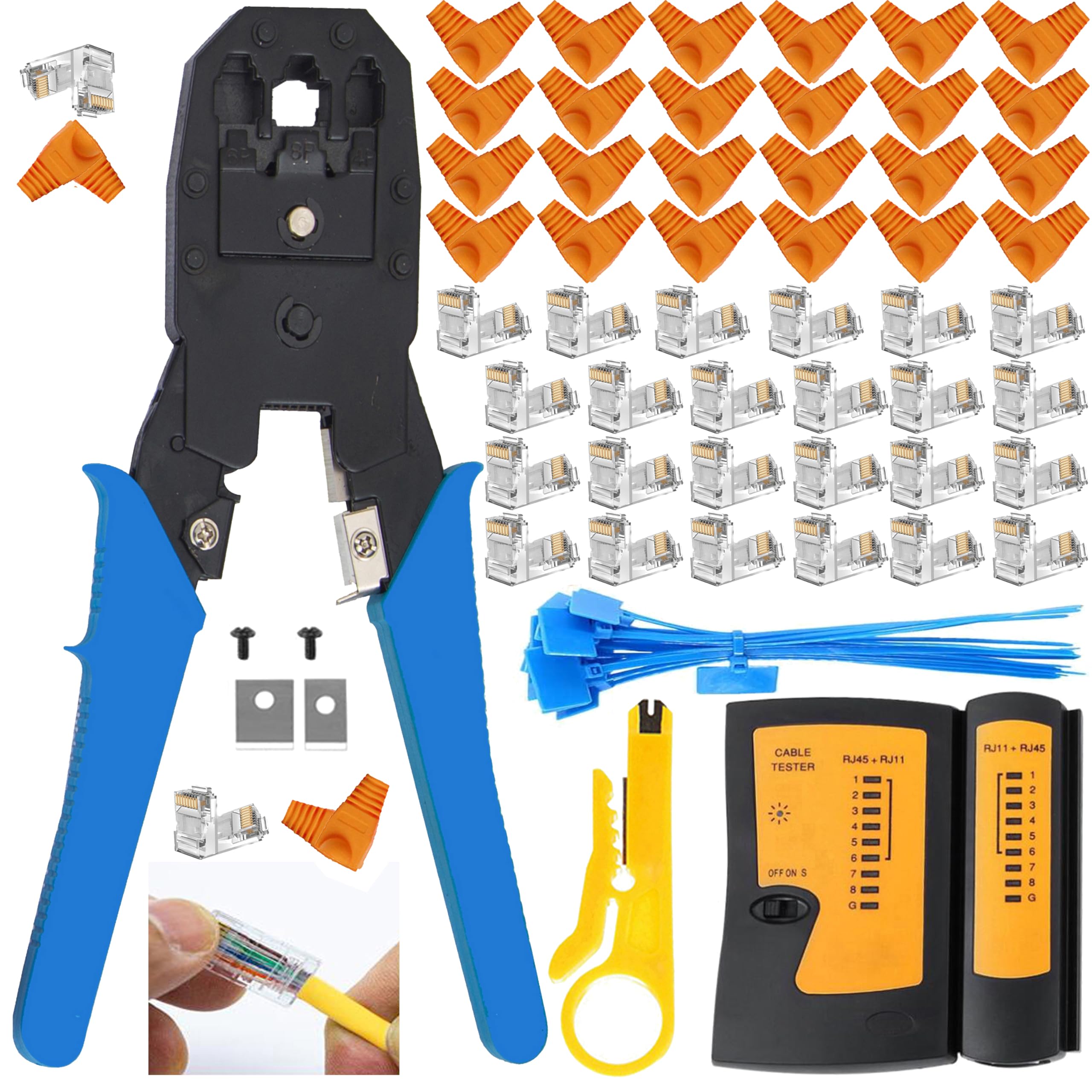 Outils à sertir pour RJ45 et testeur réseau pour stabiliser le Wi-Fi de la maison
