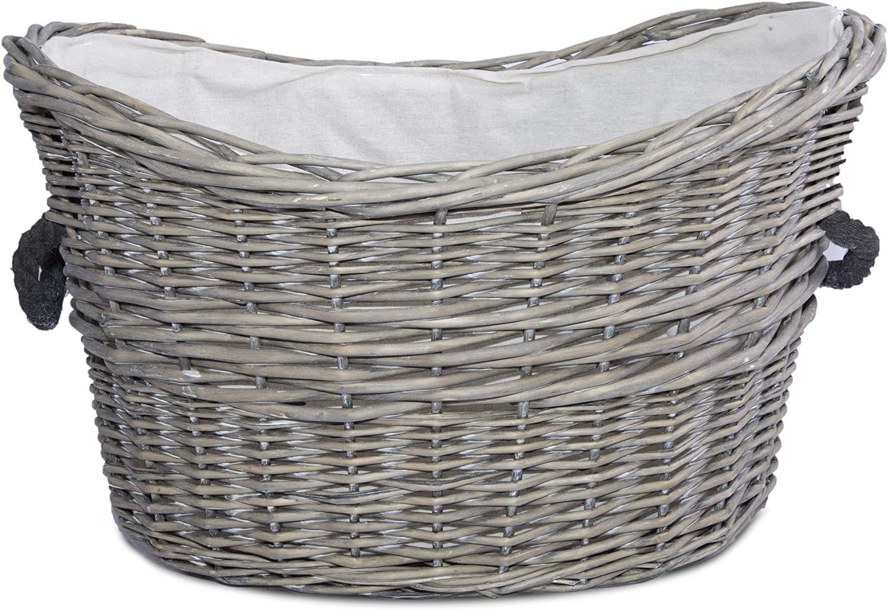 Rustic Fireside Chunky Wicker Log Basket Potato Basket With Rope