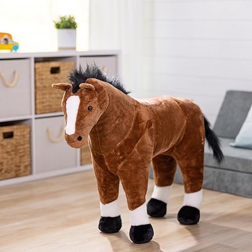 Miniatura 9 de Caballo gigante de peluche Melissa & Doug, peluche realista (casi 36 pulgadas de altura)