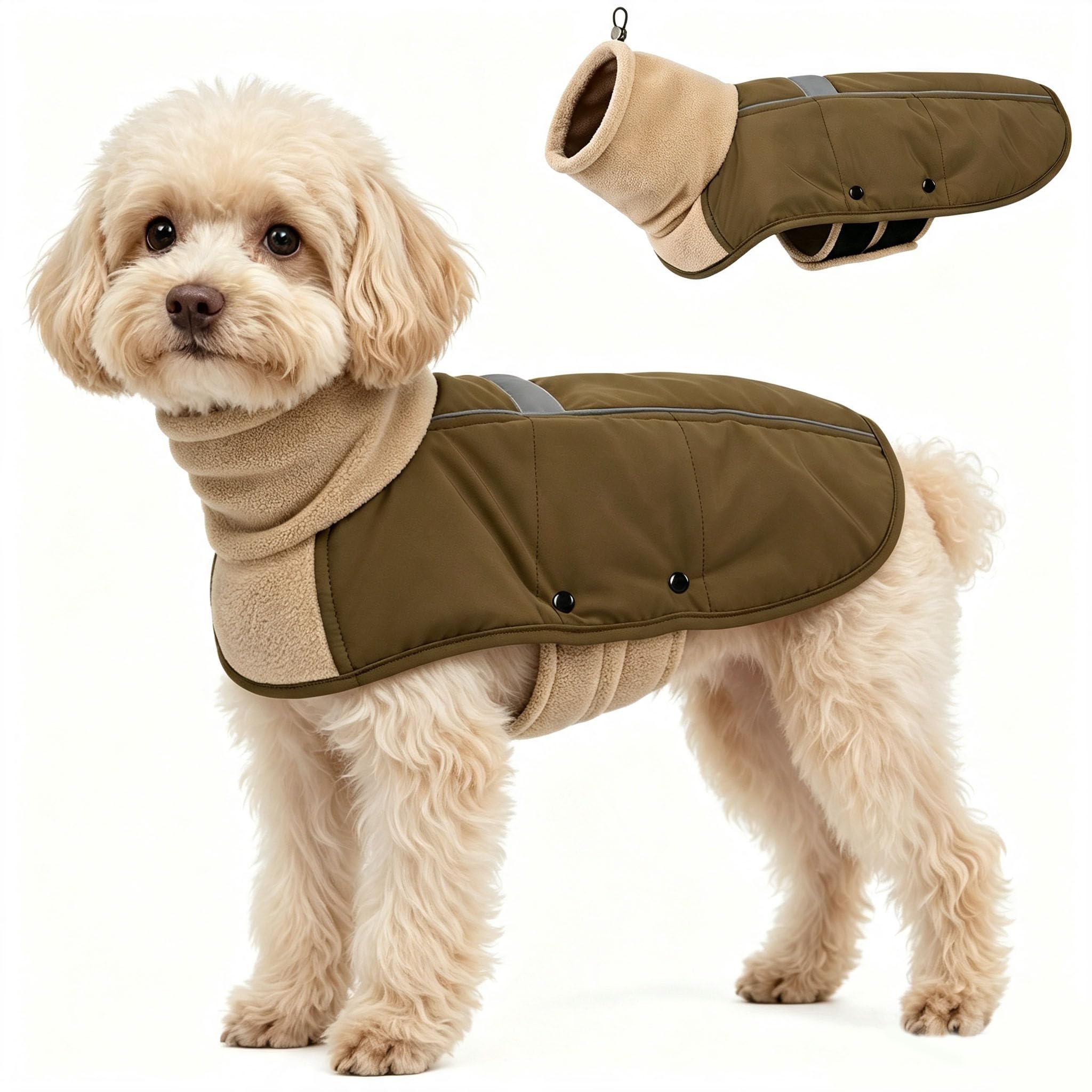 ASENKU Wasserdichter Hundemantel Winter M mit Fleece für mittelgroße Hunde | Reflektorstreifen, Klettverschluss, Hundejacke Ideal für Spaziergänge bei Kälte und Schnee.Perfekt für Dackel, French Bulldog