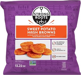 Strong Roots Sweet Potato Hash Browns, 7 Frozen Patties, Vegan & Gluten Free, Low in Sugar, Salt & Saturated Fat, No Trans Fat