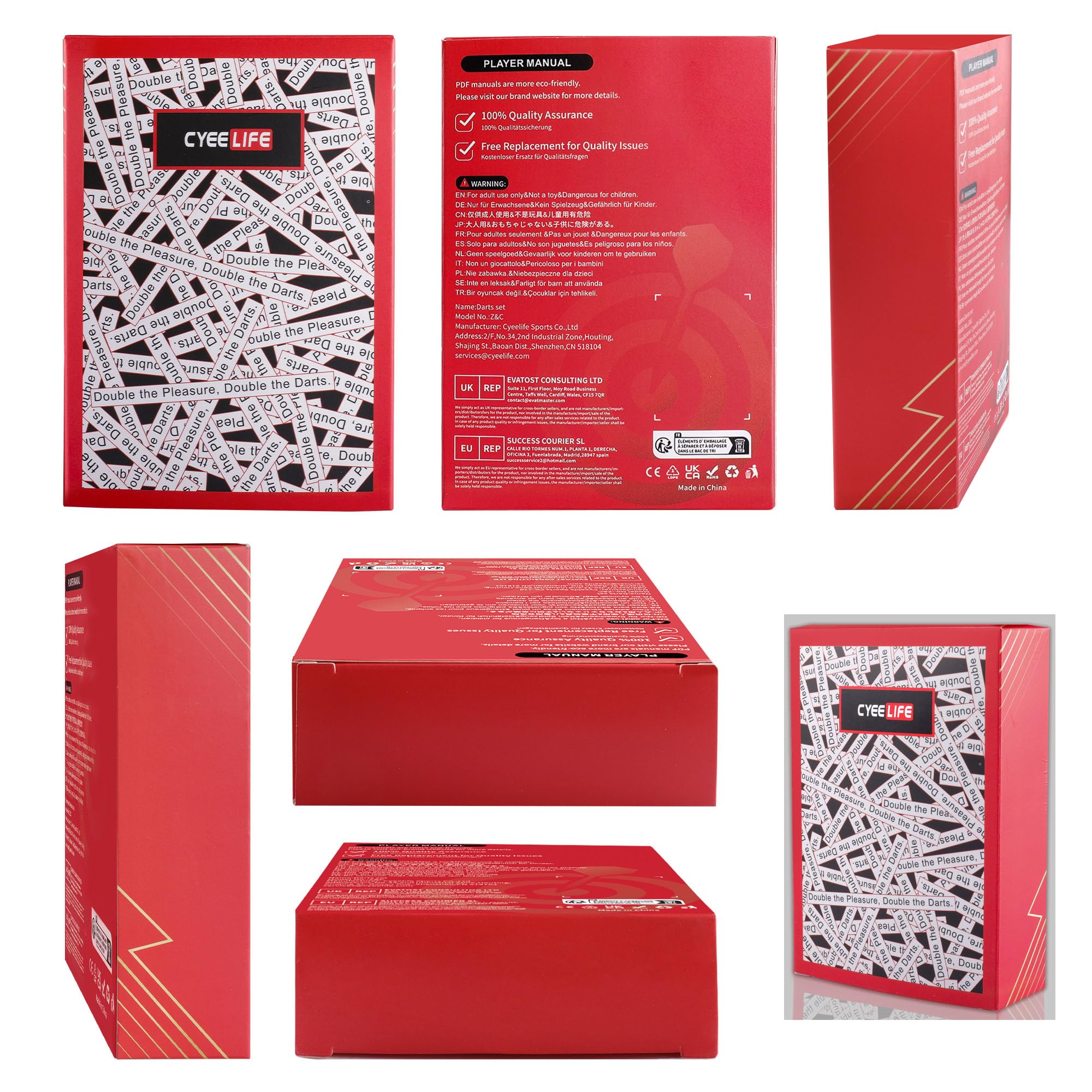 CyeeLife Lot de 12 fléchettes souples avec pointe en plastique avec 100 pointes en plastique pour cible de fléchettes électronique