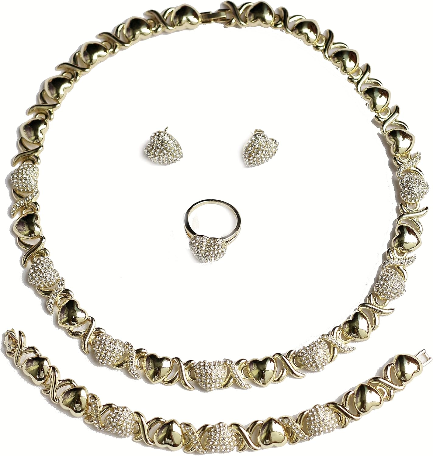 Hugs And Kisses Necklace Set - Necklace Set - Gold Plated Necklace Set - Gold Plated Earrings Ring Bracelet Necklace - Image 8