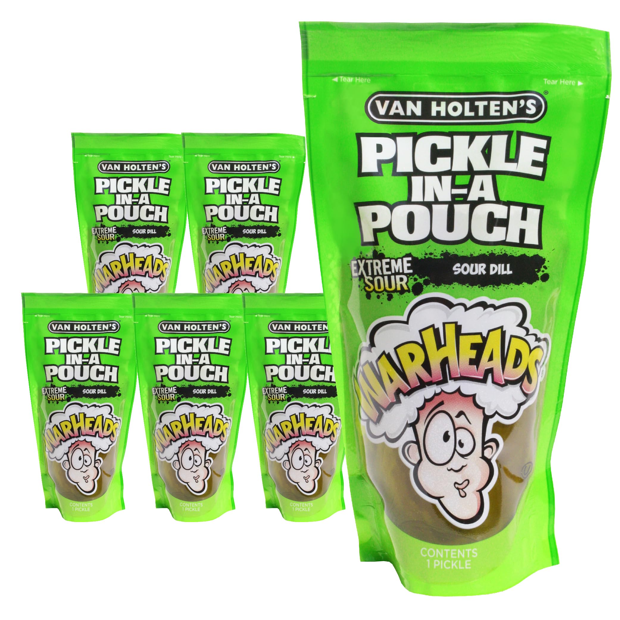 Van Holten's Pickles - Jumbo WARHEADS Pickle-In-A-Pouch - 6 Pack