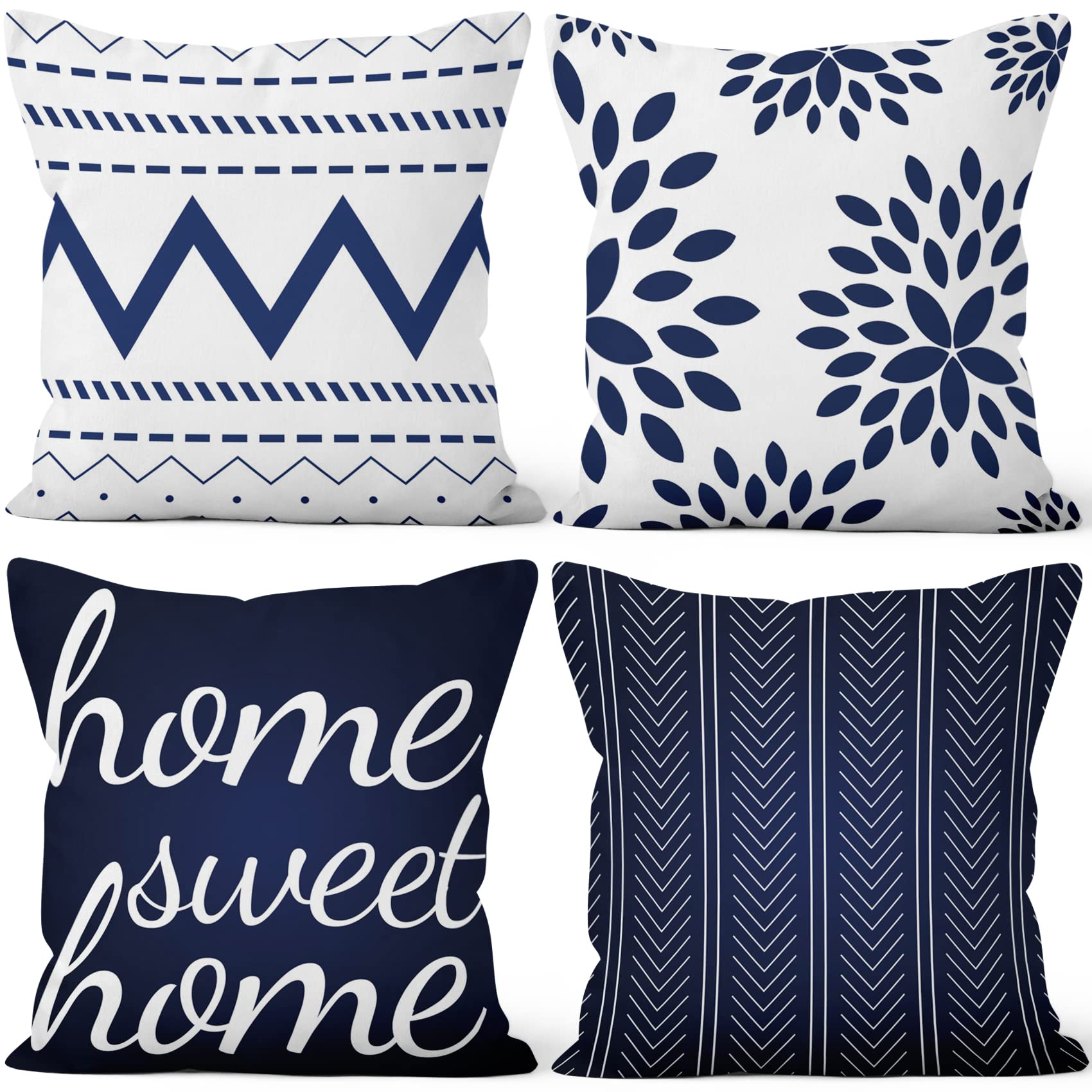 Federe Cuscini Patio Blu Navy - Set Da 8 Quadrate Elasticizzate Per Esterni - Foto 1