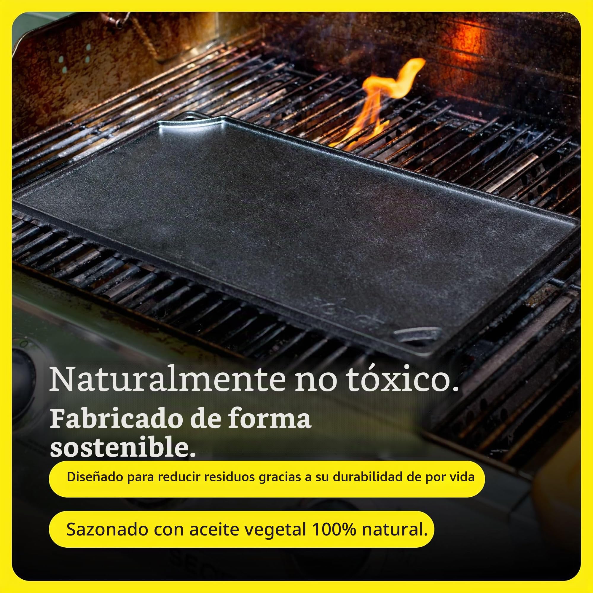 Lodge Plancha Grill rect. Reversible-Hierro Fundido 42x24cm INLODGE.LDP3, Inoxidable, 42 x 24cm