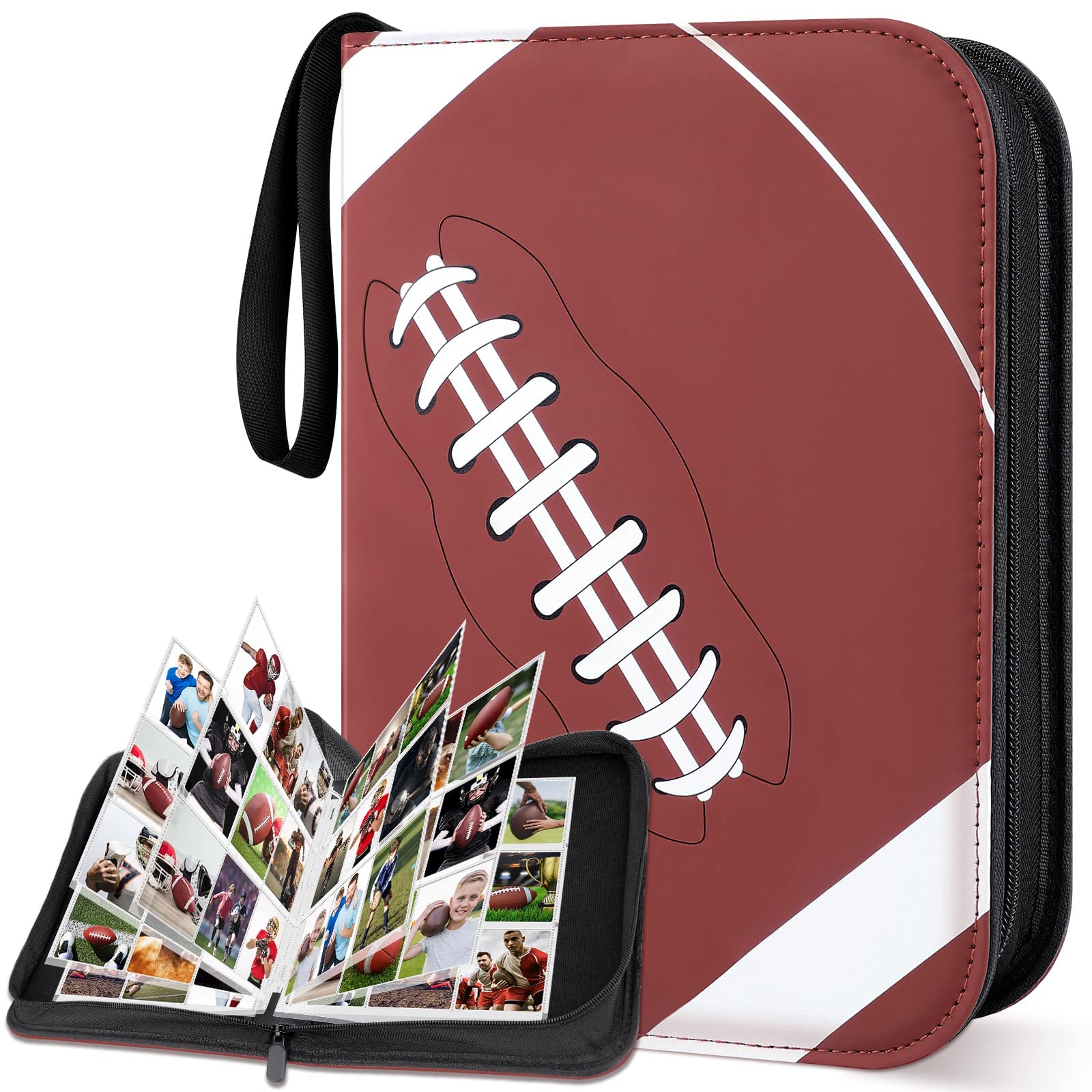 Mlikero 720 Pockets Football Card Binder, Sports Card Binder with Card Display Design, Premium Football Card Holder with Football Wristband Fit for Football Cards 2024