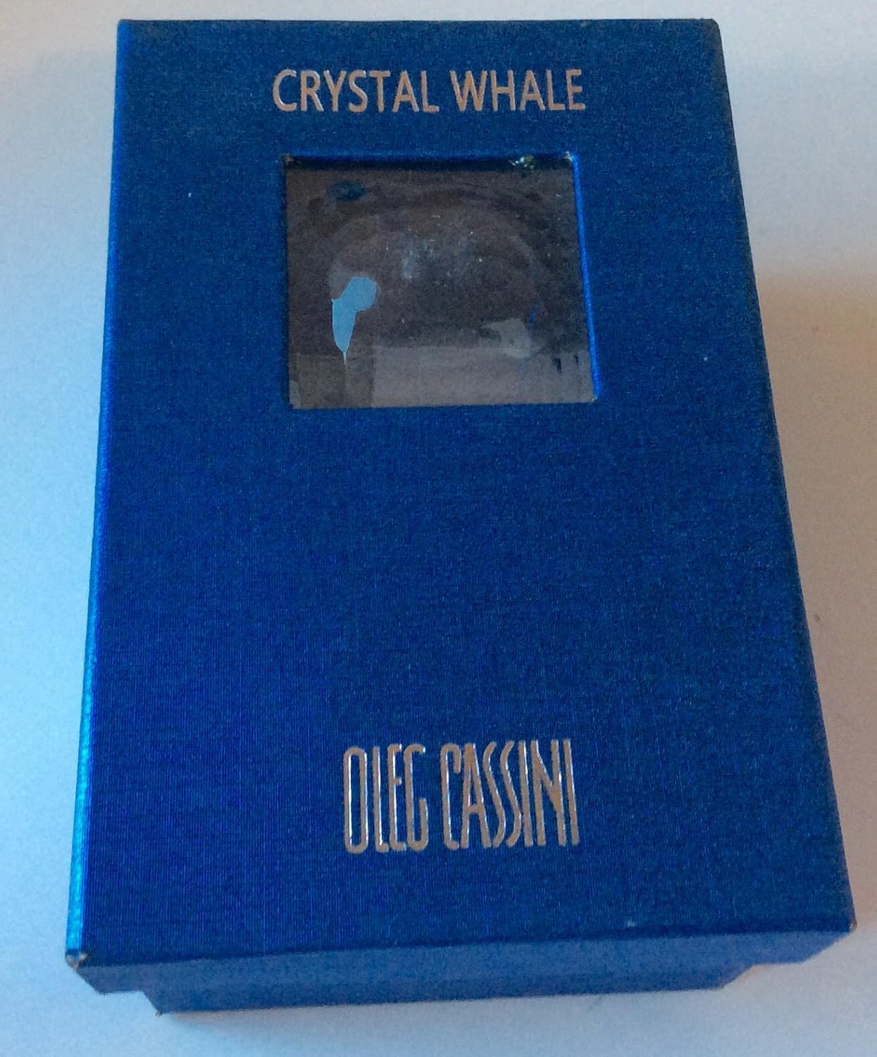 Oleg Cassini Crystal Pastel Blue Whale Paperweight