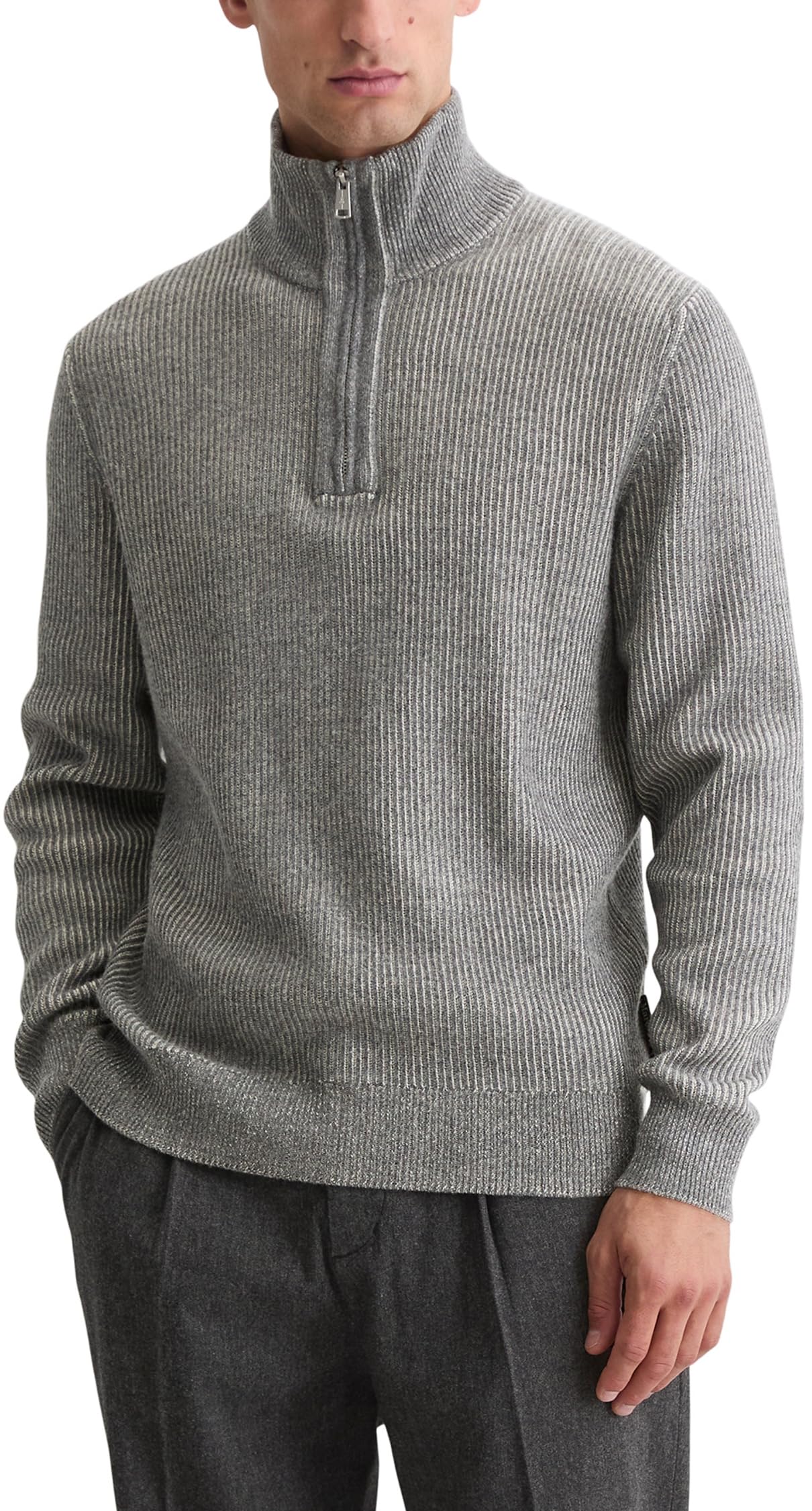 Marc OߴPolo Men's Regular Fit Half Zip Jumper, Grey (Graphite Grey Melange), S