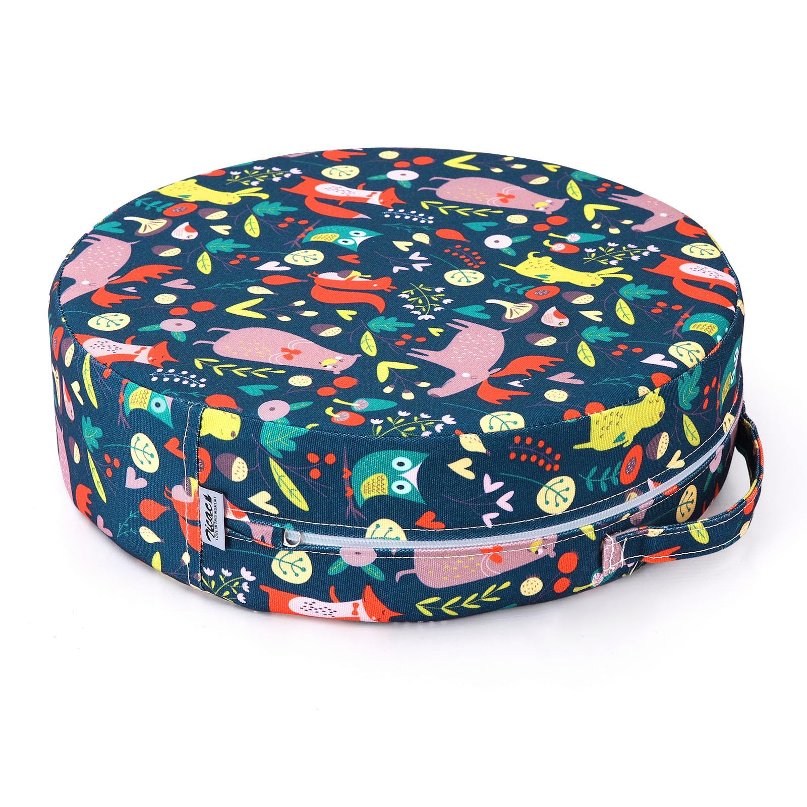 Zicac Sitzerhöhung Stuhl Kind Tragbar Cartoon Stuhlerhöhung Kind, Abnehmbar Waschbar Sitzkissen Kinder Stuhl für Essen, Klavier Spielen, Ausflug, Picknick, Reisen (Dunkelgrün)