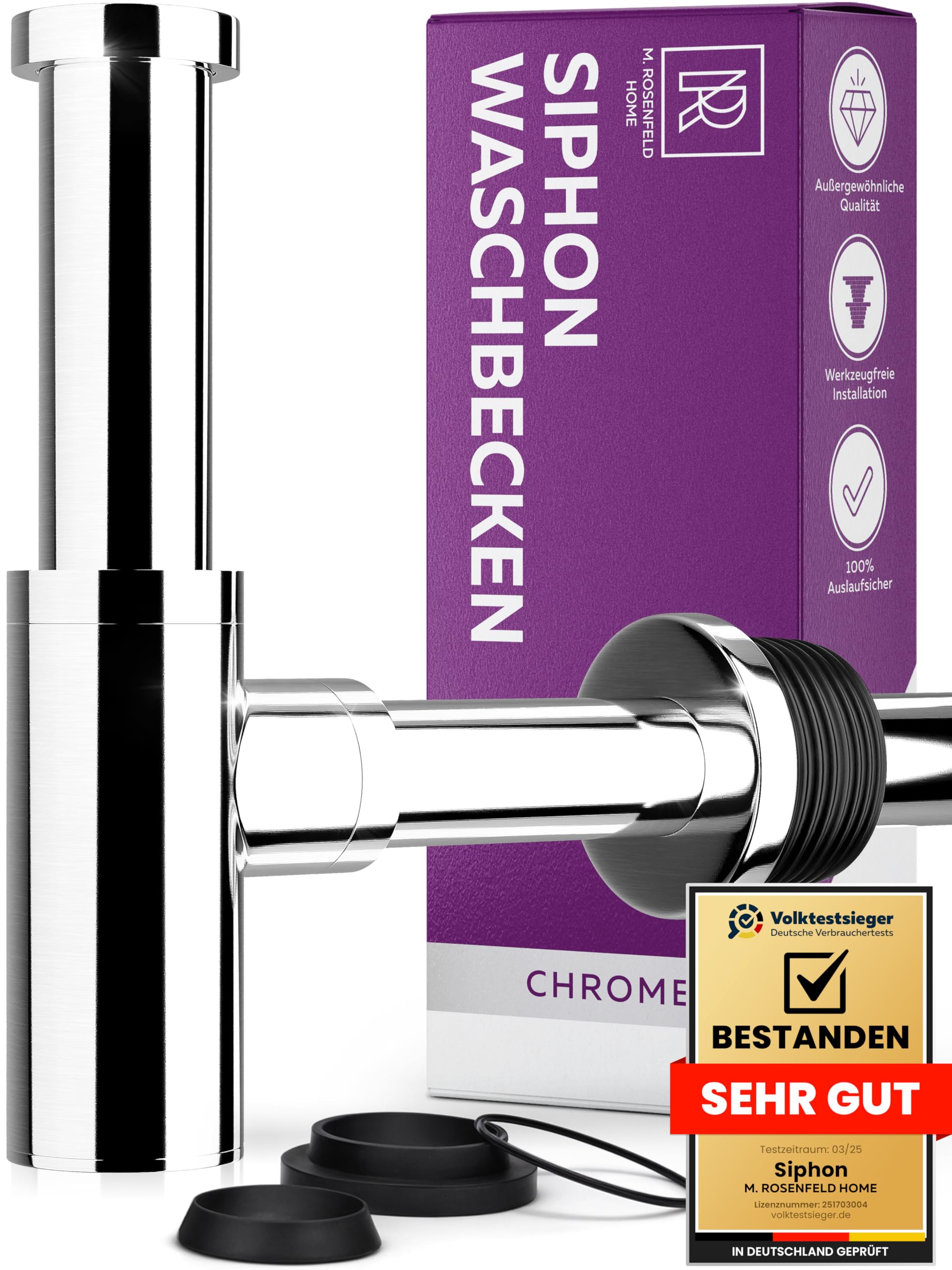 M. ROSENFELD HOME Design Siphon Waschbecken – Universeller Röhrensiphon 1 1/4