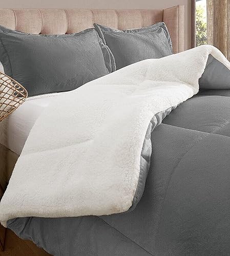 Elegant Comfort Juego de edredĂłn sherpa sĂşper suave de 3 piezas de calidad premium, pesado reversible, relleno alternativo de microgamuza, edredĂłn Elegant Comfort Juego de edredĂłn sherpa sĂşper suave de 3 piezas de calidad premium, pesado reversible, relleno alternativo de microgamuza, edredĂłn