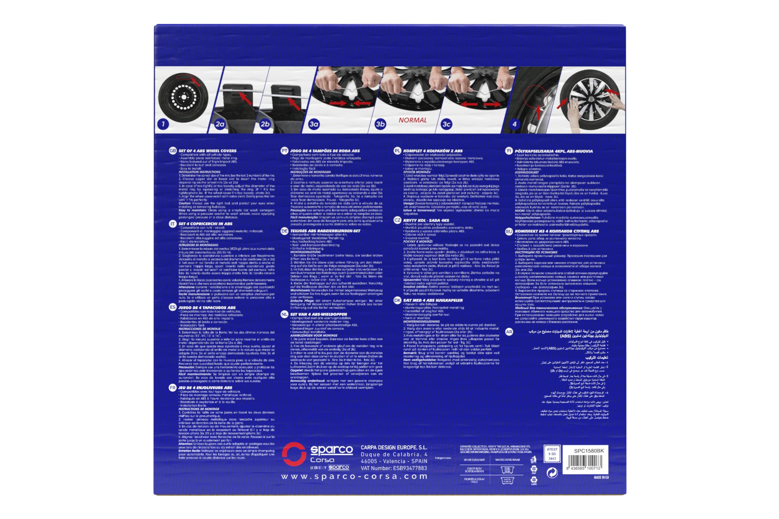 SPARCO SPC1580BK Zestaw Kołpak czarny
