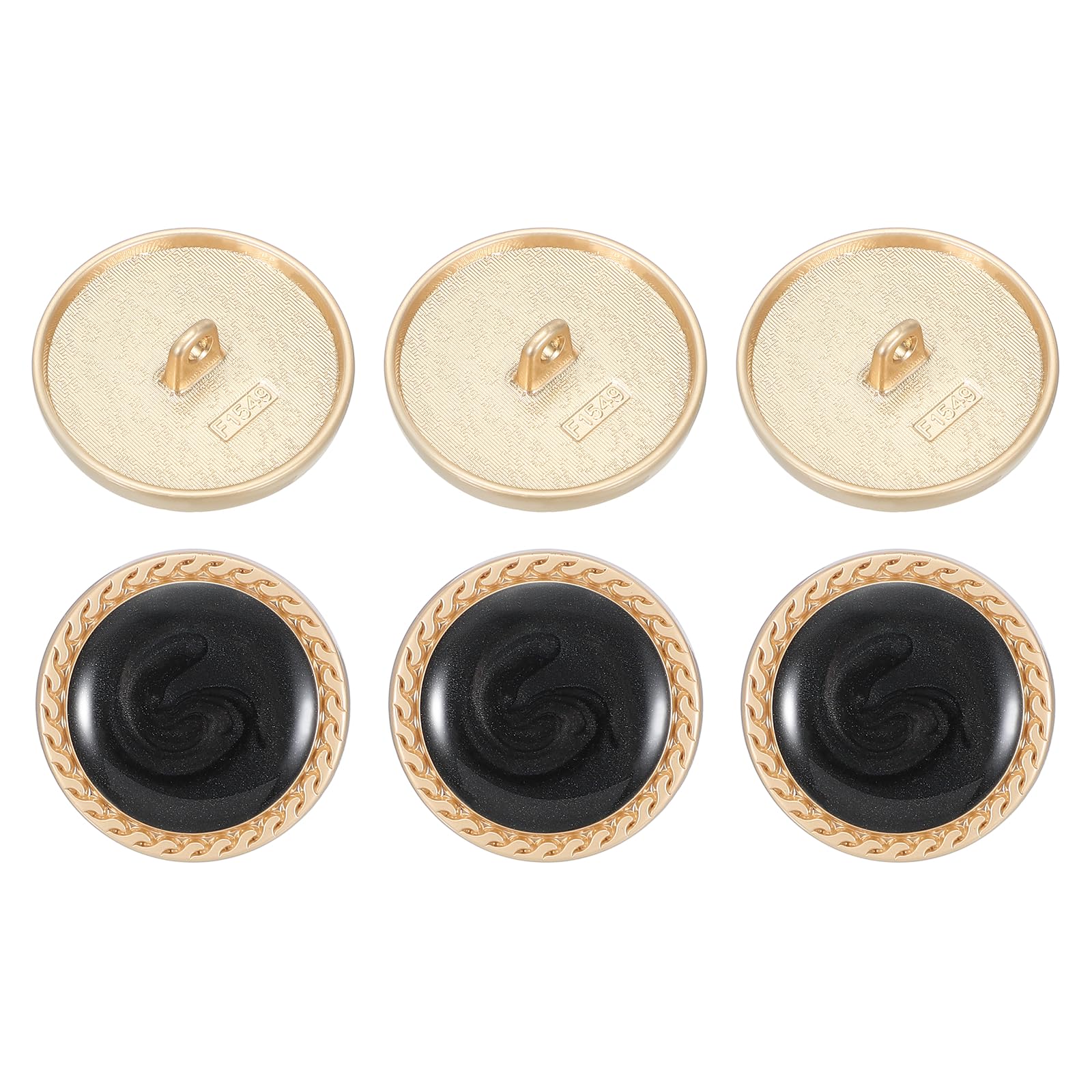 Boutons pour vetements de 25mm noirs lot de 6 pieces vintage couture
