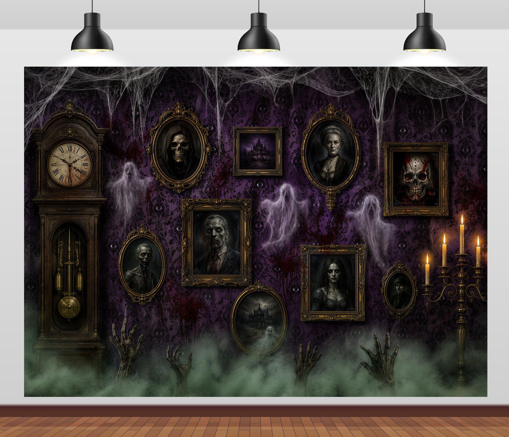 10x6.5FT (3x2m) Parete Ritratti Fantasmi Viola Sfondo Fotografico