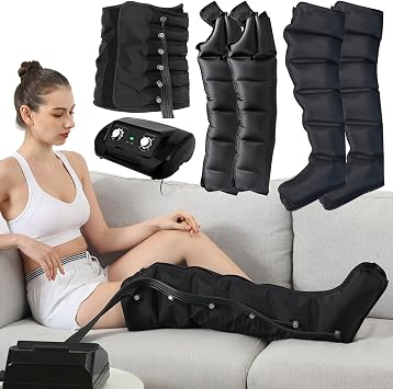 LoJax Lymphatic Drainage Massager Legs - 6 Chamber Air Compression Therapy Boots, Pressotherapy Leg, Arm & Waist Massager for Circulation & Pain Relief