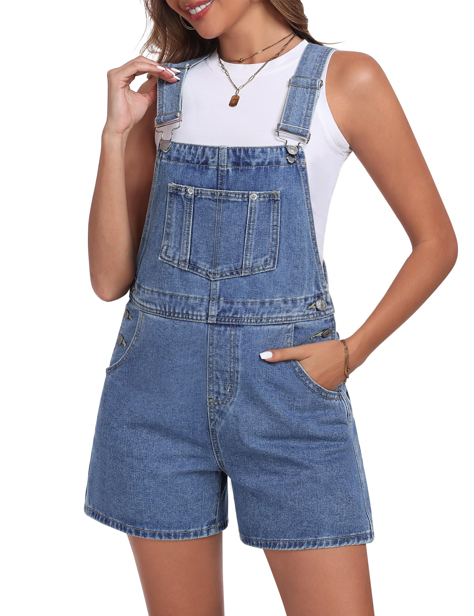 Skirt BL Denim Overall Shorts for Women Casual Adjustable Straps Bib Jean Short Overalls Shortalls with Pockets Summer