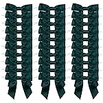 7Rainbows 30pcs Boutique 2.5 Dark Green Satin Ribbon Twist Tie Bows for Tying Up Packages Gift Wrapping