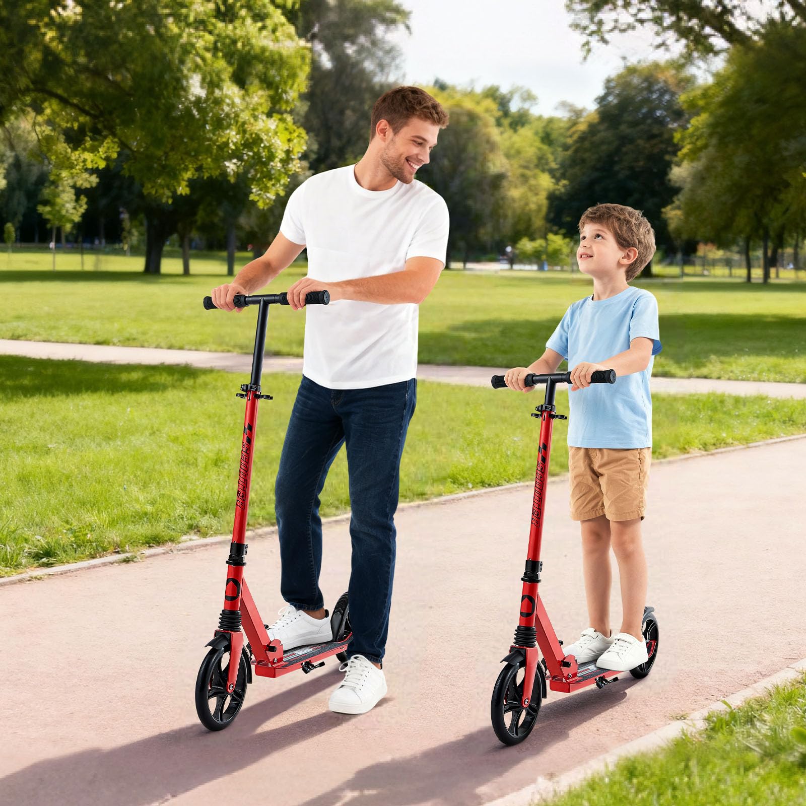 VEVOR Trottinette pour Enfants 8 Ans et Plus, Ados et Adultes, patinette à 2 Roues, Guidon réglable en Hauteur, Plateau antidérapant, Pliable et légère pour garçons et Filles à 100 kg