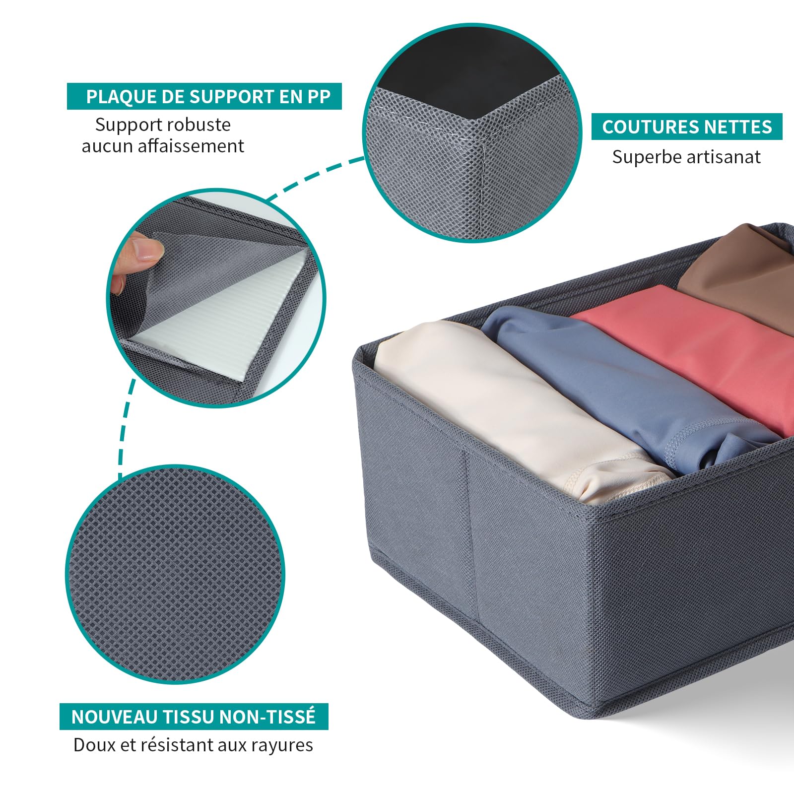 Juego de 16 cajones organizadores compatibles con armario PAX 100 x 58 cm, cajas de tela plegables con base estable para ropa, color gris