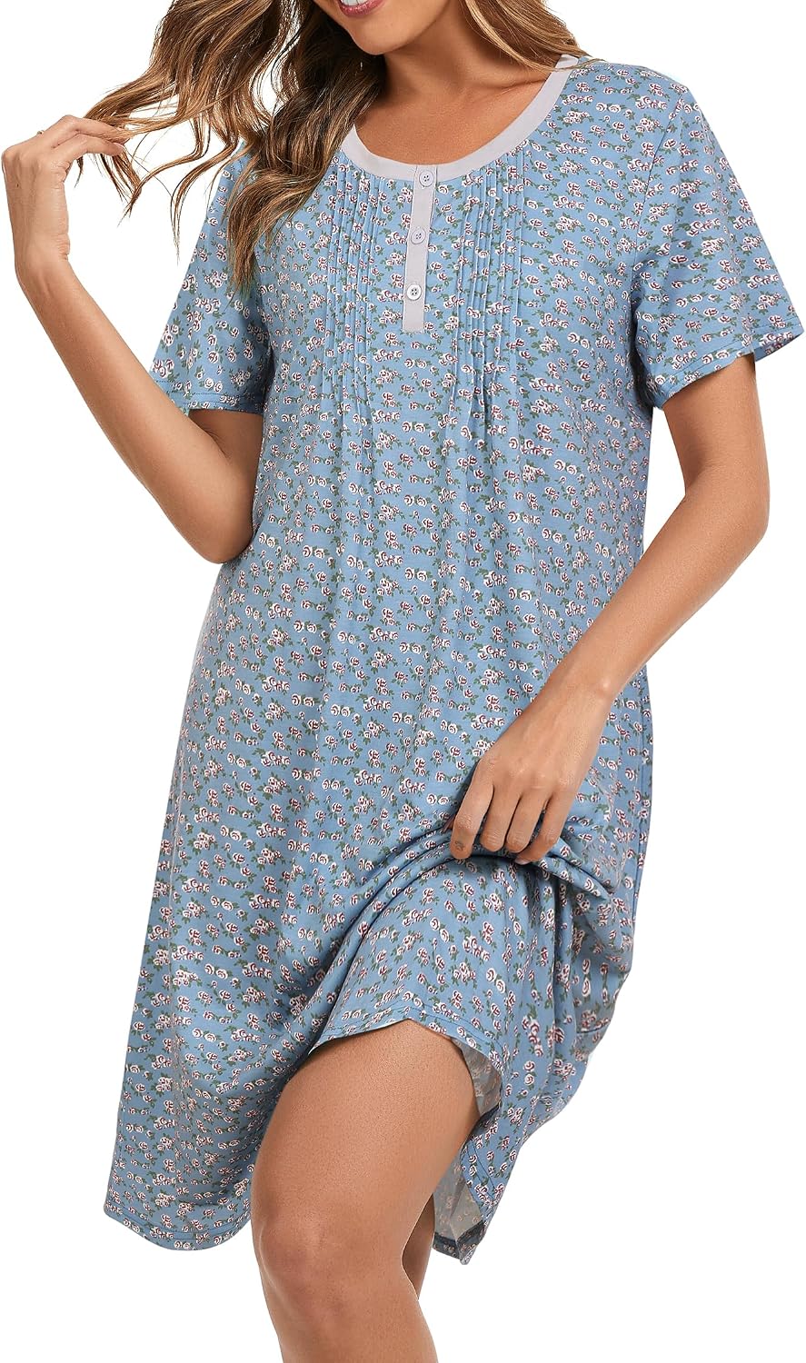 AVIIER Nightgowns for Women Soft Cotton Night Gowns Short Sleeve Sleepwear Comfy Night Shirts