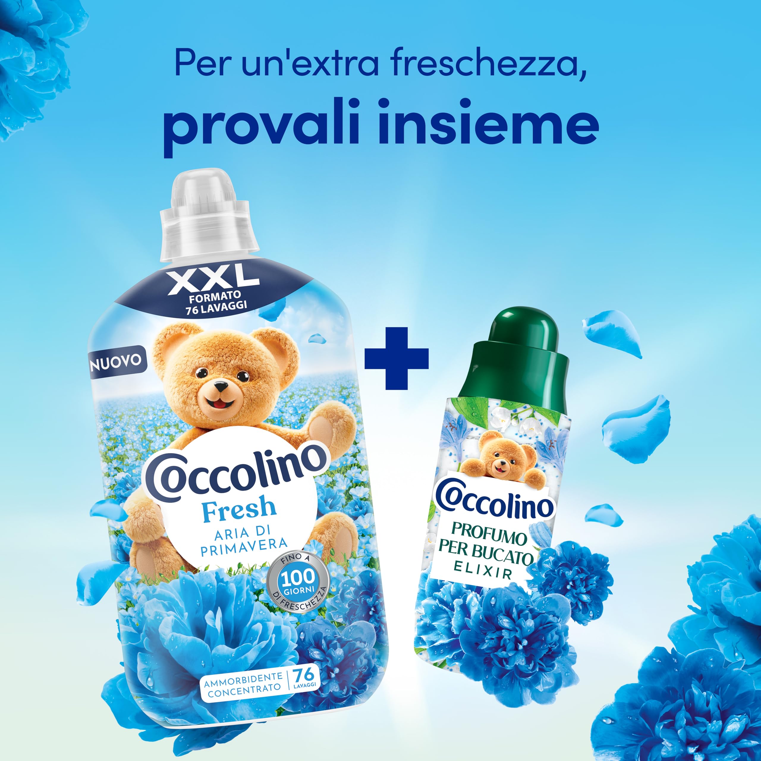 Coccolino Ammorbidente Concentrato Aria di Primavera, Ammorbidente Lavatrice con Tecnologia Stay Fresh, con Note Fruttate, Rosa, e Sandalo, Formato XXL Fino a 456 Lavaggi, 6 Pezzi da 1750 ml