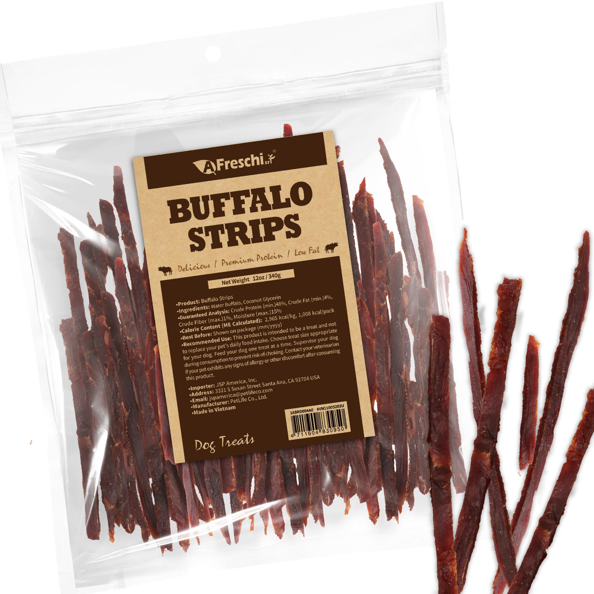 A Freschi srl Buffalo Dog Treats, All-Natural, Hypoallergenic, High Protein, Low Fat, Human Grade Puppy Chews – Healthy Grain-Free Training Treats,