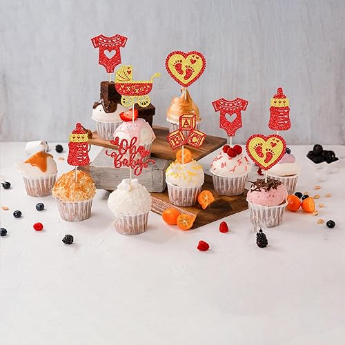 Miniatura 4 de 24 piezas de decoración para cupcakes con corazón de amor con purpurina para el día de San Valentín, decoración de cupcakes para el día de San