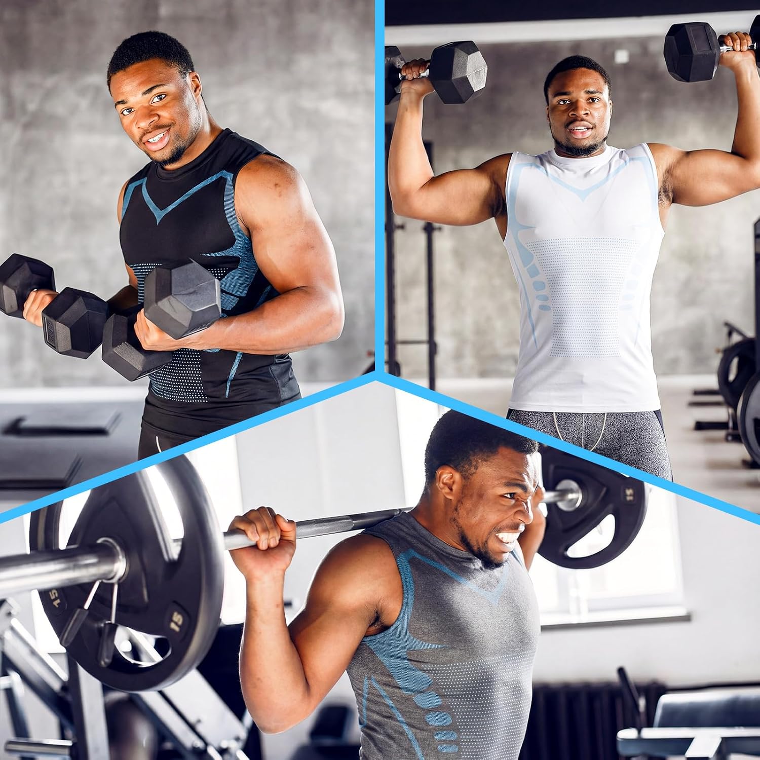 Sosation 3 Pcs Men's Compression Shirts Slimming Tank Top Vest