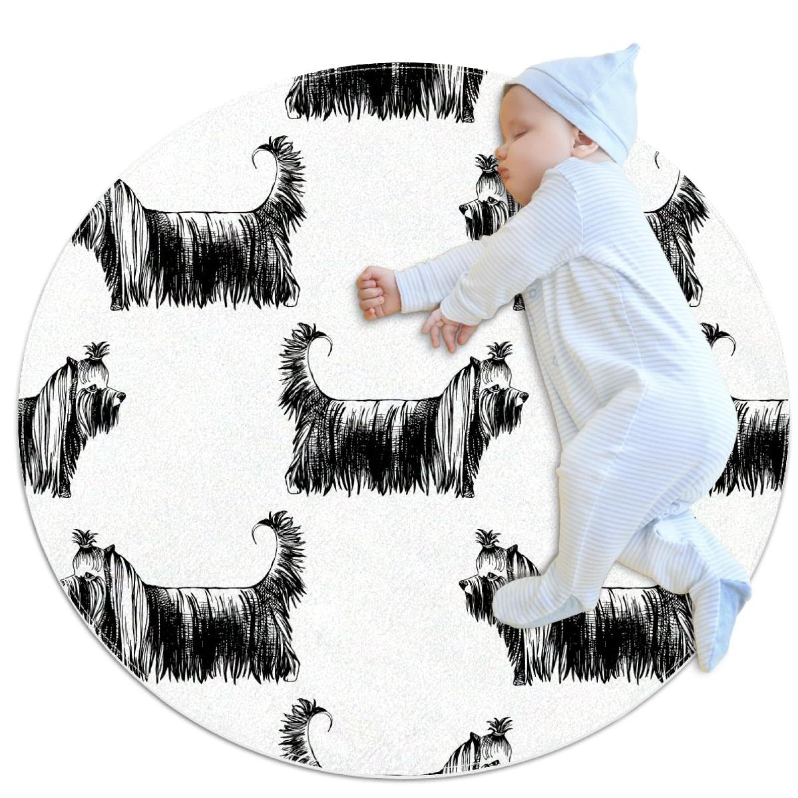 Tapis de bain Yorkshire antidérapant rond 1m pour sécuriser chambre enfant
