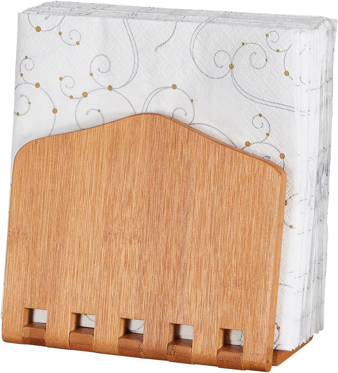 Home Intuition Expandable Paper Towel and Napkin Holder Bamboo For Large and Small Napkins Storage Dispenser