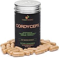 Vista 1 de Cordyceps Hongo, 60 cápsulas, 500 mg cada una, activador AMPK, extracto de agua caliente, cultivado en madera, cuerpos fructíferos, 30%