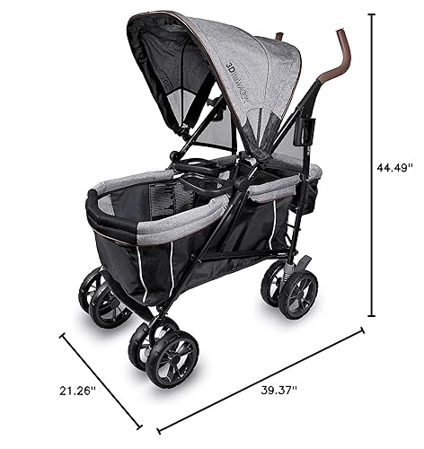 Miniatura 16 de Ingenuity 3Dlite Wagon Convenience - Cochecito ligero para bebés, tiene capacidad para hasta 50 libras y tiene capacidad para 2 niños, negro/gris
