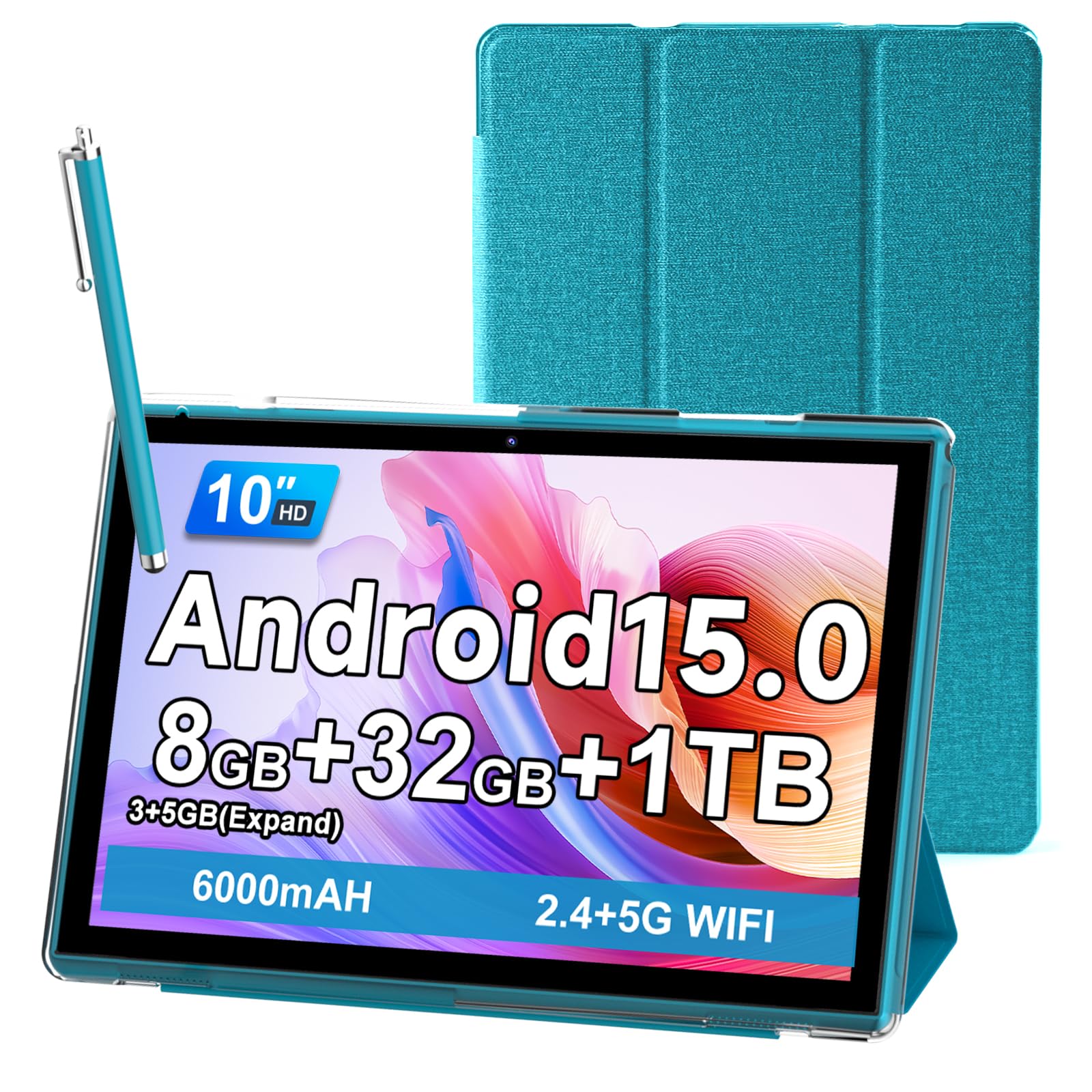 10 Inch Tablet With Case Stylus, Android 15 Tablets 8GB RAM 32GB ROM Support 1TB Expand,…
