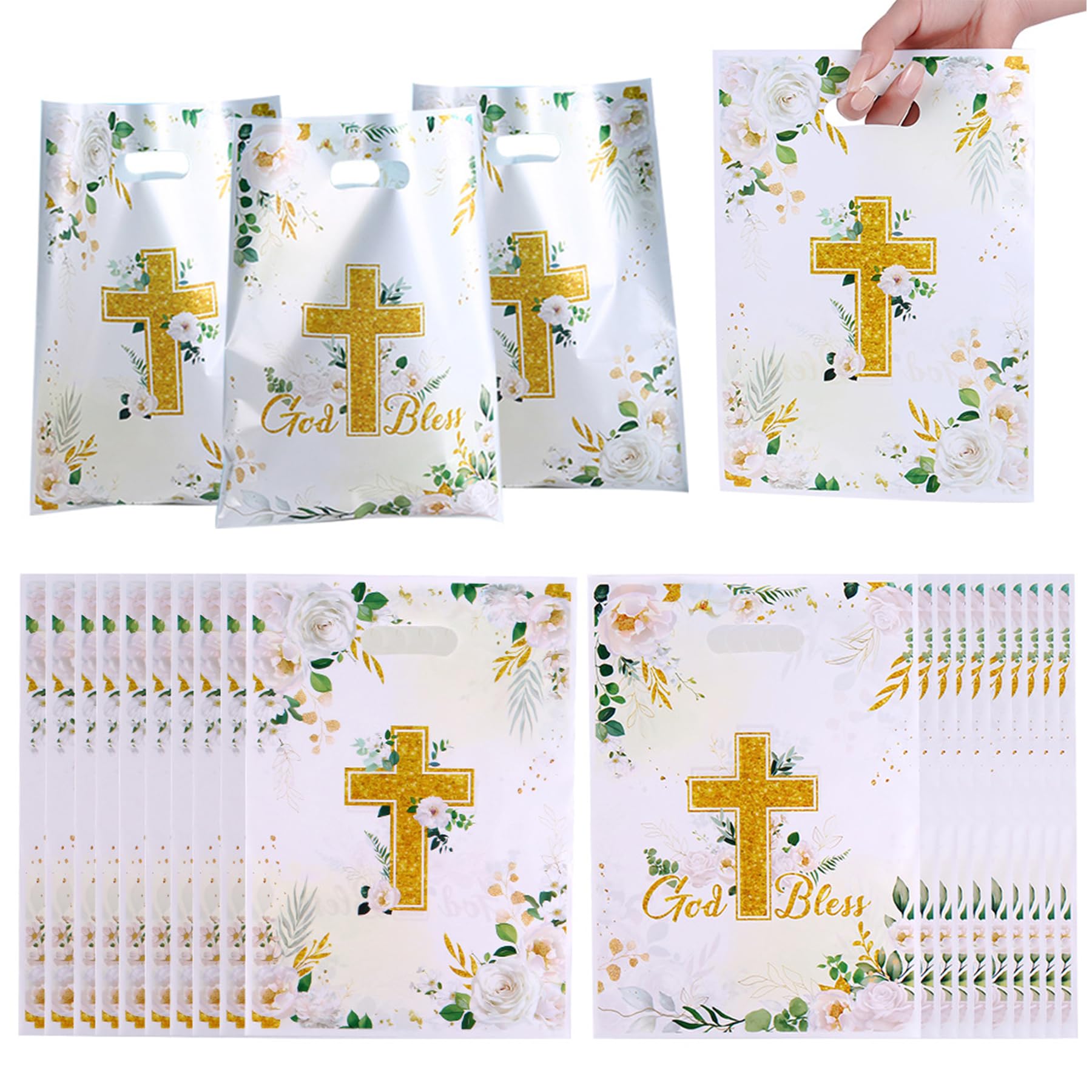Wasise Communion Party Bags - 50PCS Elegant First Holy Communions Gift Bags